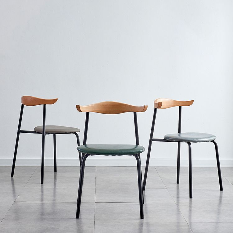 Sillas laterales de comedor con respaldo abierto de diseño contemporáneo, sillas de comedor de cuero para el hogar