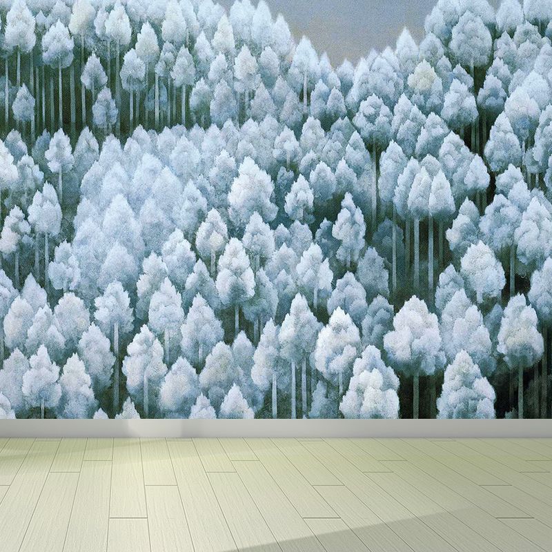 White Natural Woodlands Mural Wallpaper Decorative Wall Covering for Living Room