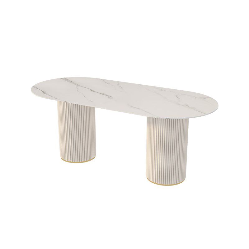Simplicity Style Oval Dining Table Imitation Marble Home Furniture