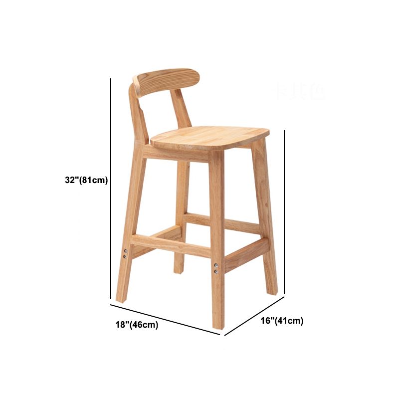 Solid Wood Low Back Bar Stool Modern Indoor Bar Chair with Footrest