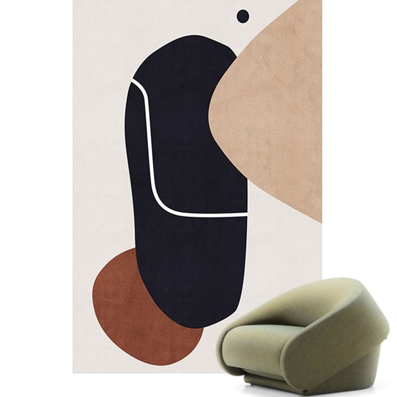 White Tone Casual Indoor Rug Polyester Random Print Rug Stian Resistant Indoor Rug for Living Room