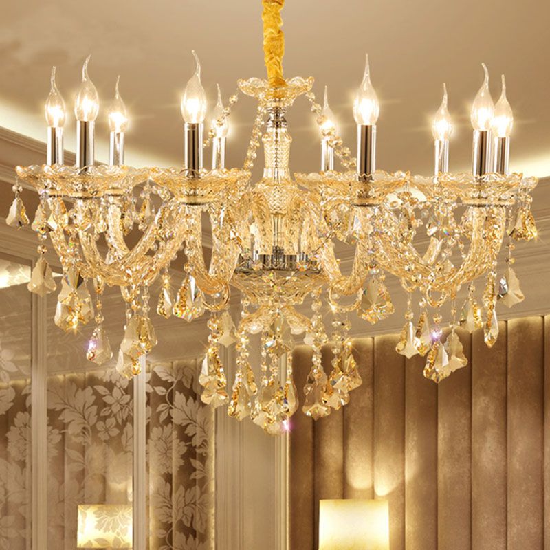 Gold Sputnik Pendant Light in Traditional Luxury Style Crystal Chandelier for Living Room