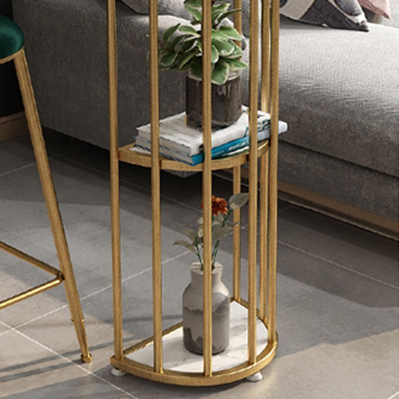 Stone Oval Bar Table Glam Style Living Room Bistro Bar Desk with Storage