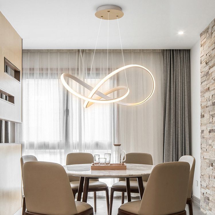 Moderna lampada sospesa in alluminio a pendente a led concisa con tonalità silicone