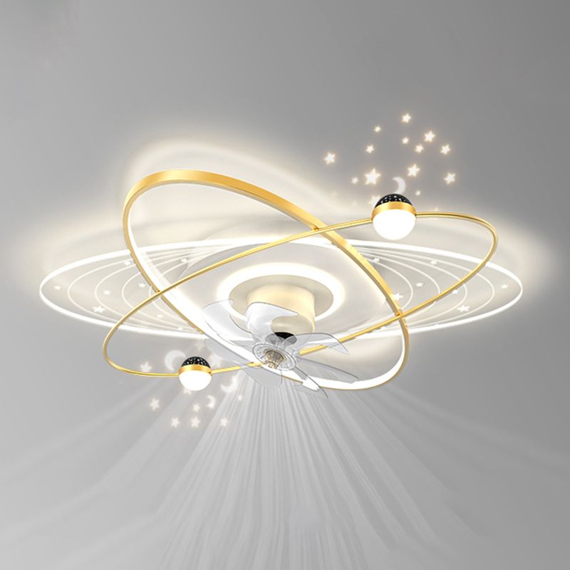 Geometric LED Ceiling Fan Iron and Acrylic Fan Light in Black / Gold