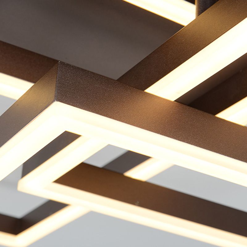 Modern Rectangular Acrylic Semi Flush Light LED 1/2/3 Lights Brown Ceiling Mounted Fixture in Warm/White/Natural Light, 16"/23"/29" Wide