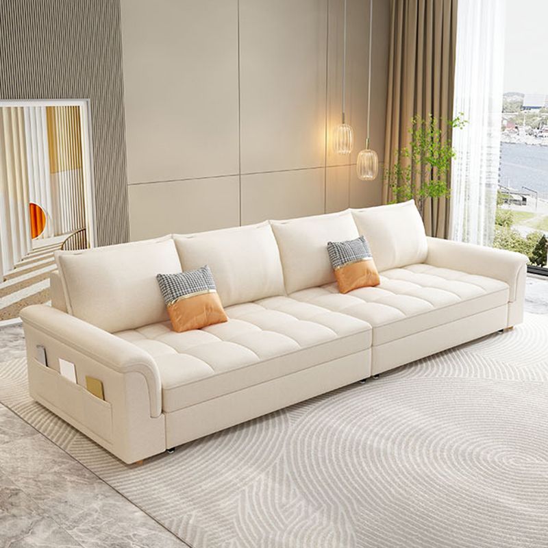 Modern Styled Metal Frame Sleeper Sofa Upholstered Square Arms Sofa Bed