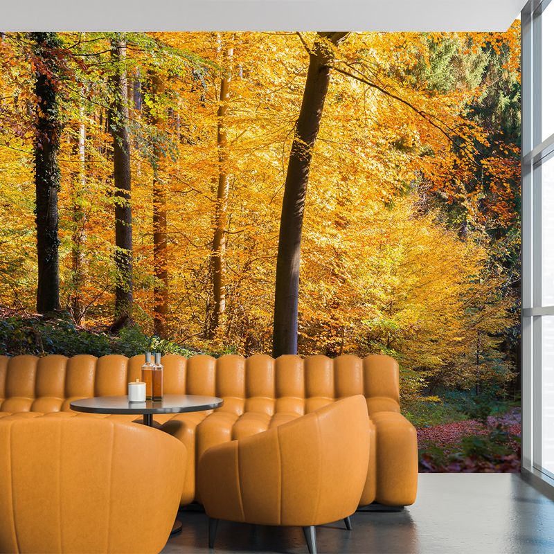 Papier peint mural forêt de couleurs douces, décoration murale moderniste écologique pour chambre à coucher