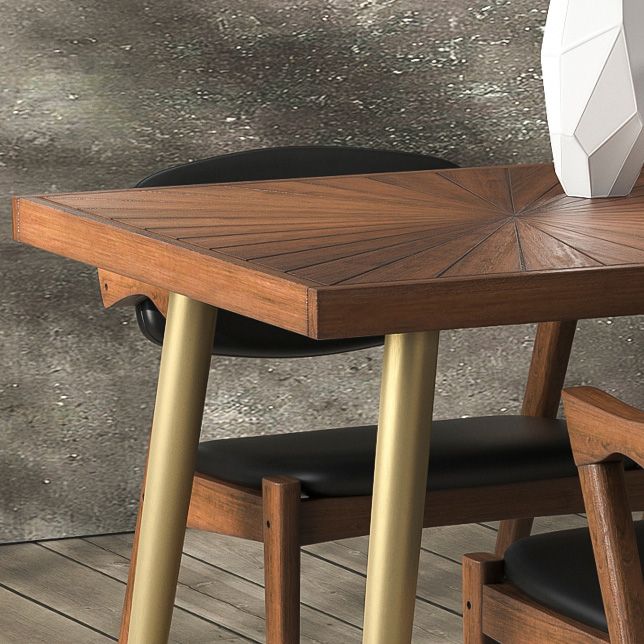 Luxury Rectangle Dining Table Solid Wood Dining Table with Iron Legs