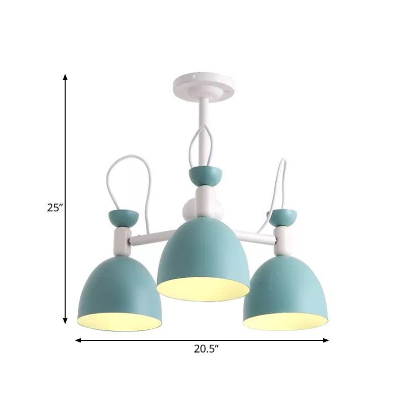 Omgekeerde beker dinette kroonluchter ijzer 3/6 kops macaron plafond suspensielamp in blauw en wit