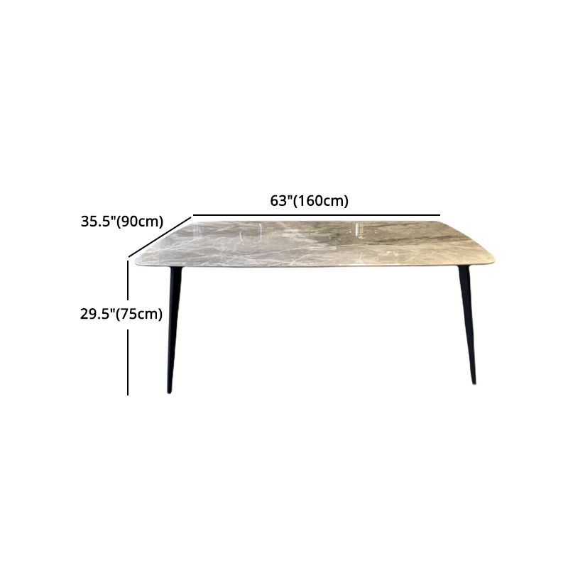 Modern Grey Dinette Set 1/4/6/8 Pieces Rectangle Sintered Stone Top Dining Table Set