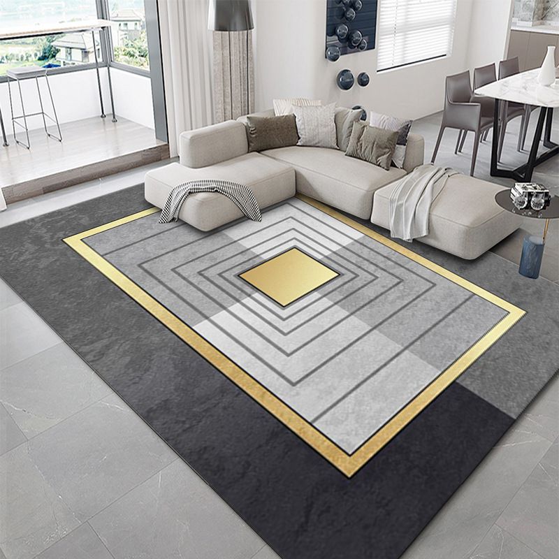 Gorgeous Polyester Carpet Modern Gray Tone Indoor Rug Living Room Area Rug with Non-Slip Backing