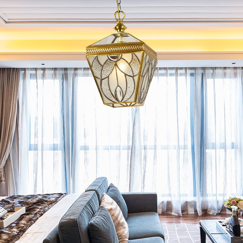 Lantern Bedroom Hanging Lighting Vintage Bubble Glass 1 Head Gold Ceiling Pendant Lamp