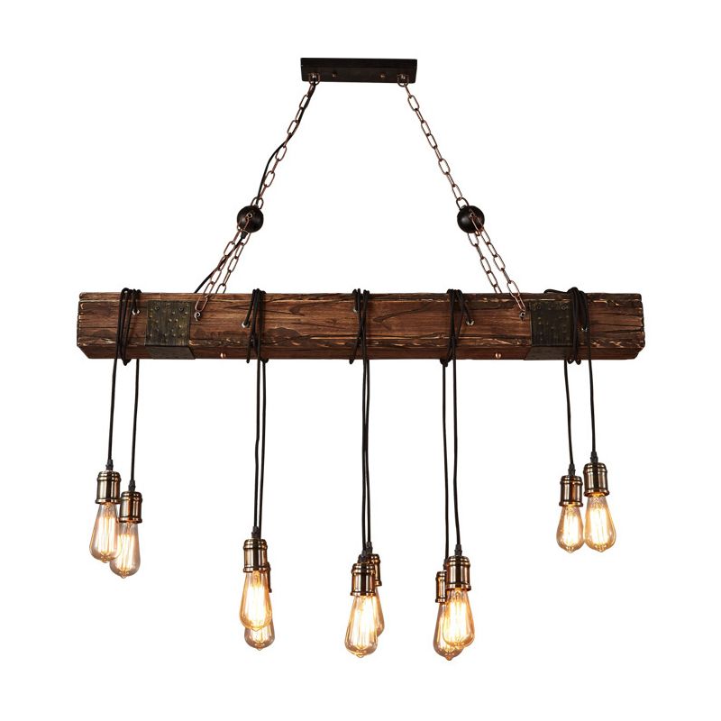 Open Bulb Metallic Pendant Light Vintage Style Restaurant Hanging Island Lighting