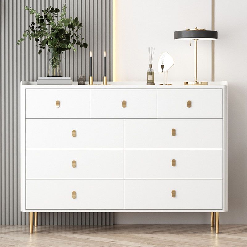 Glam Stone Storage Chest Home Horizontal Chest with Metal Legs