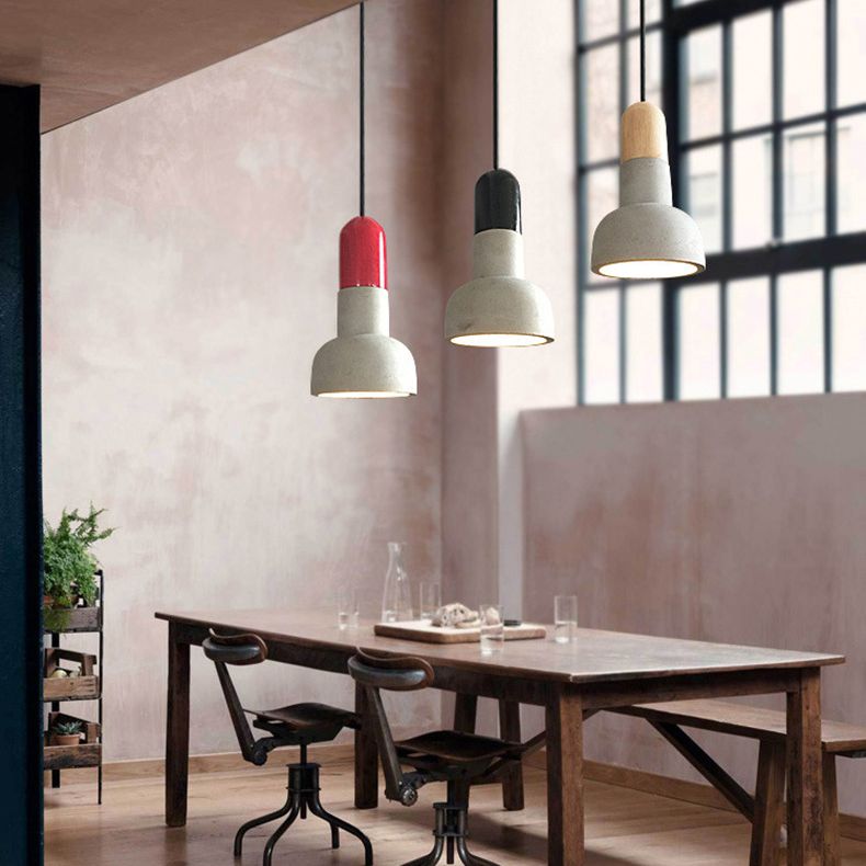 5 Zoll breites Mini-Zement hängend hängender fackelförmiger nordischer Beton 1-Licht-Anhänger für Schlafzimmerkorridor