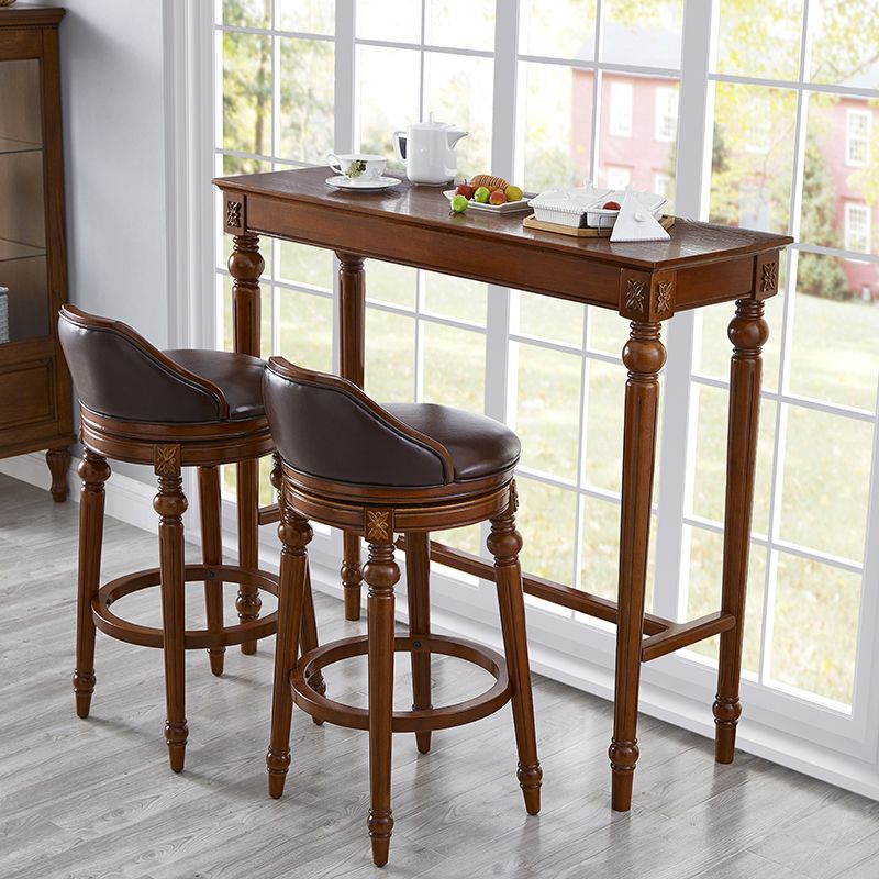 Contemporary Brown Pub Dining Set 1/3/4 Pieces Solid Wood Rectangle Pub Table Set