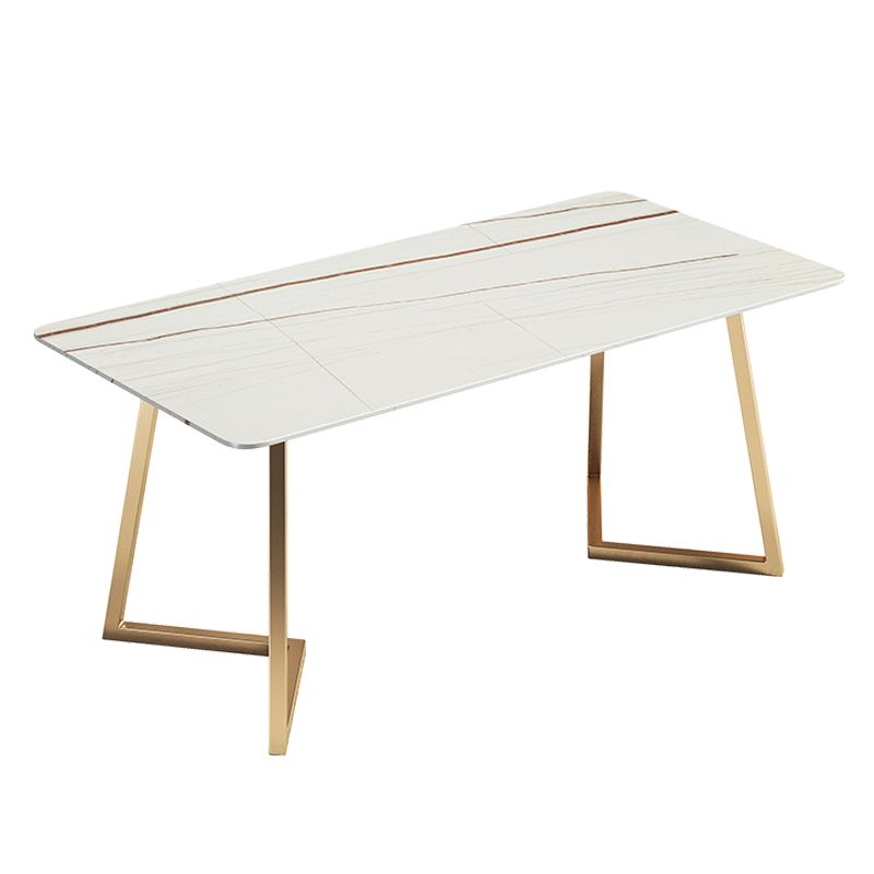 Mesa de comedor rectangular contemporánea de metal Mesa de piedra sinterizada con base de trineo