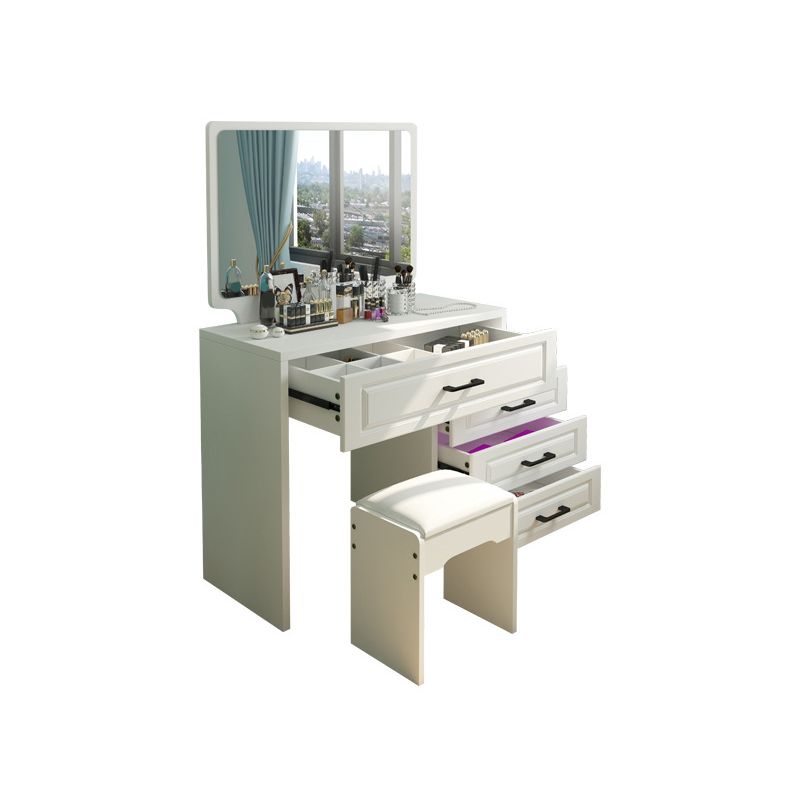 White Mirrored Vanity Bedroom Make-up Vanity 3-Piece Table Set