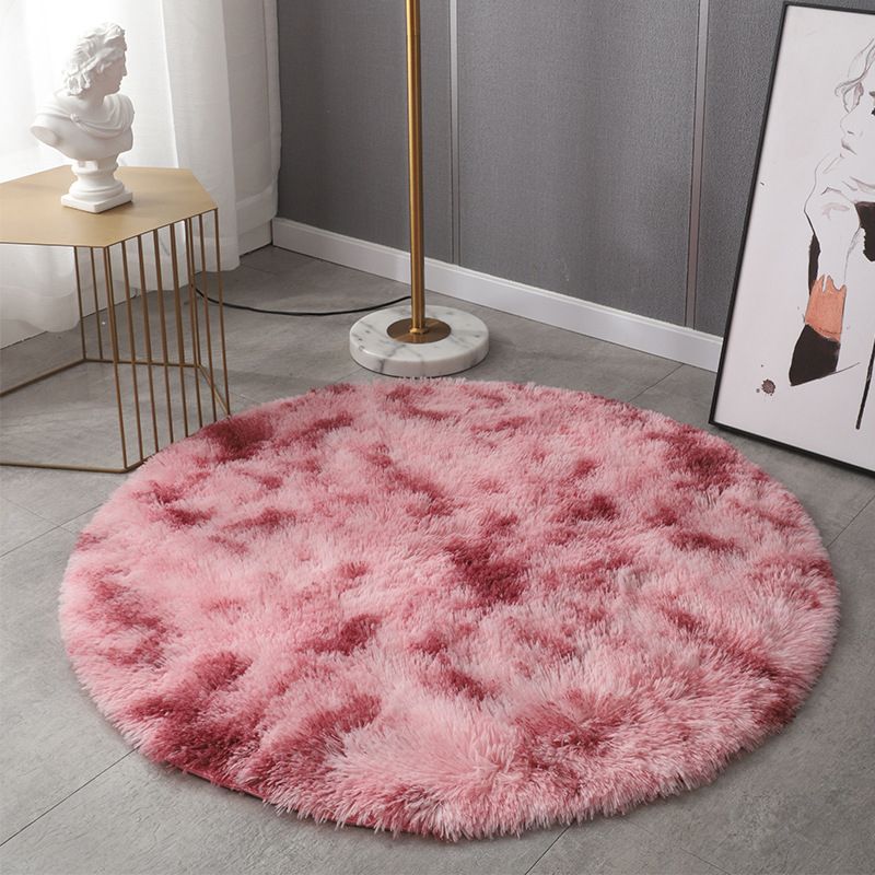 Modern Round Plush Rug Polyester Indoor Rug Stain Resistant Area Carpet for Living Room