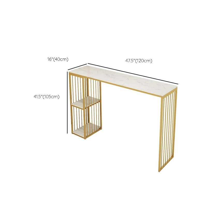 Glam Faux Marble Bar Height Table Rectangle Bar Dining Table with Storage