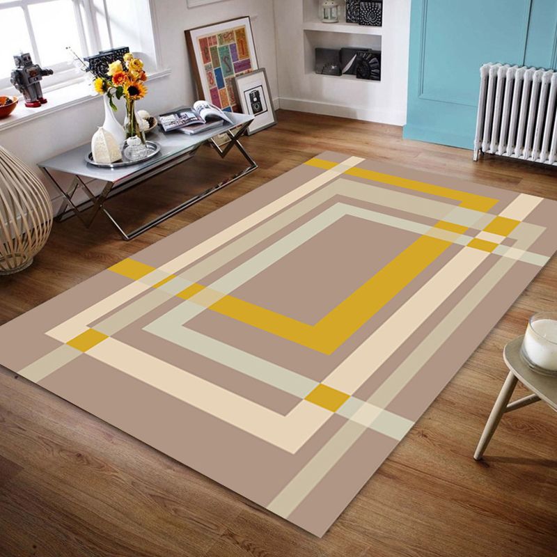 Stylish Area Rug Classic Geometric Print Polyester Rug Stain Resistant Indoor Rug for Home Decor