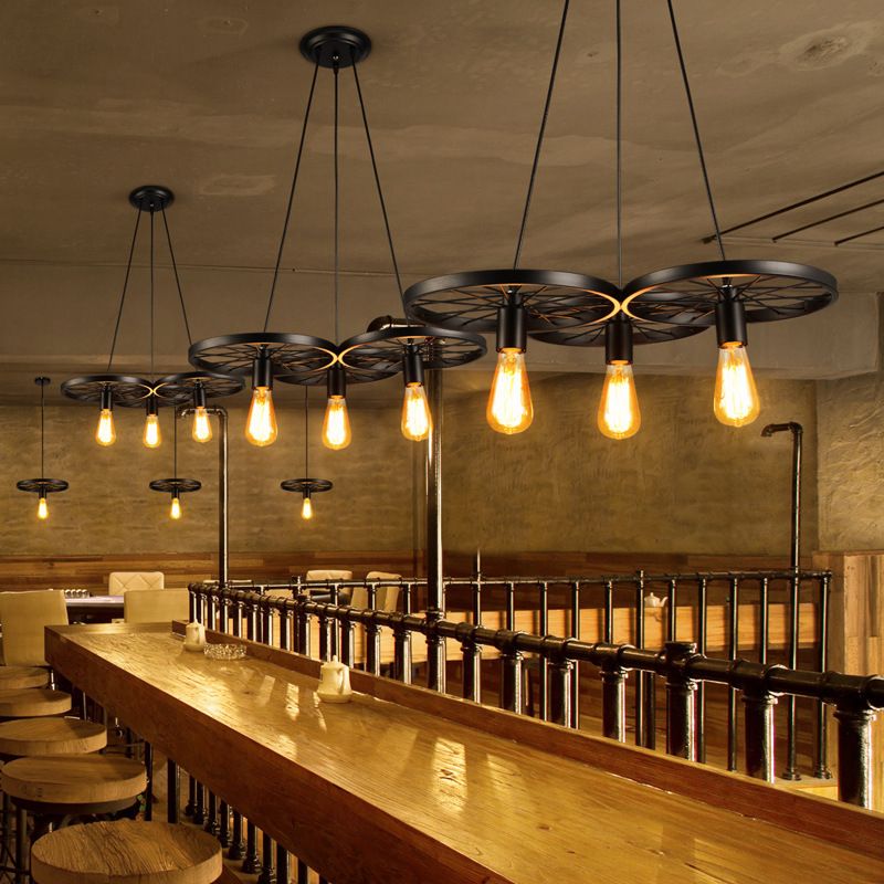 Ruota a pendente multipla in stile industriale METALLIC PENDANTI LAMPARE MULTIMA