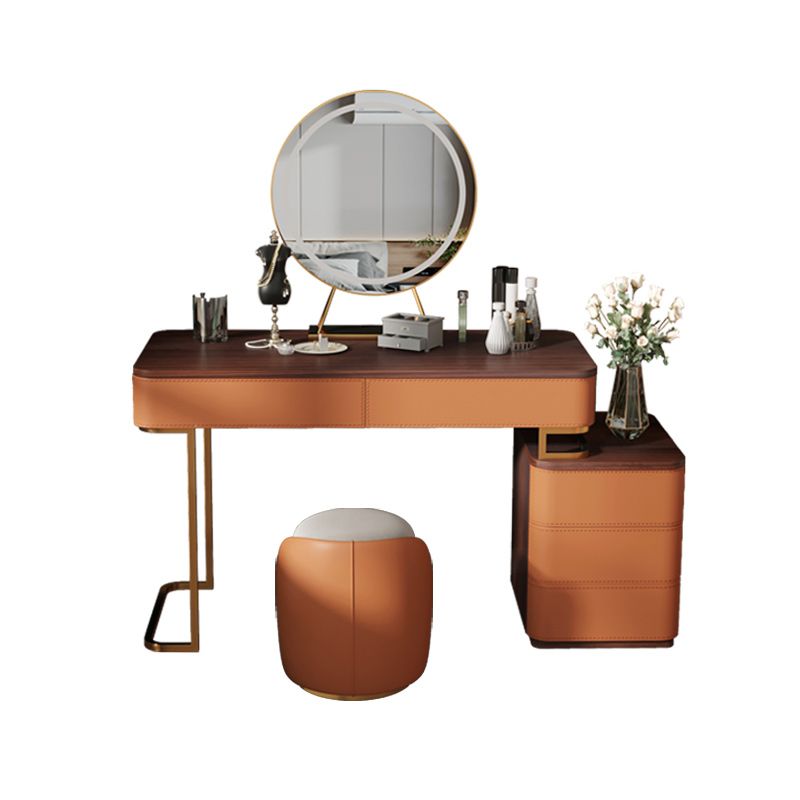 Glam Dressing Table with 5 Drawers Solid Wood Vanity Dressing Table