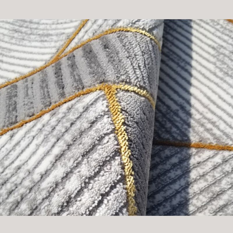Grey Modern Rug Polyester Abstract Pattern Area Carpet Stain Resistant Area Rug for Home Decor