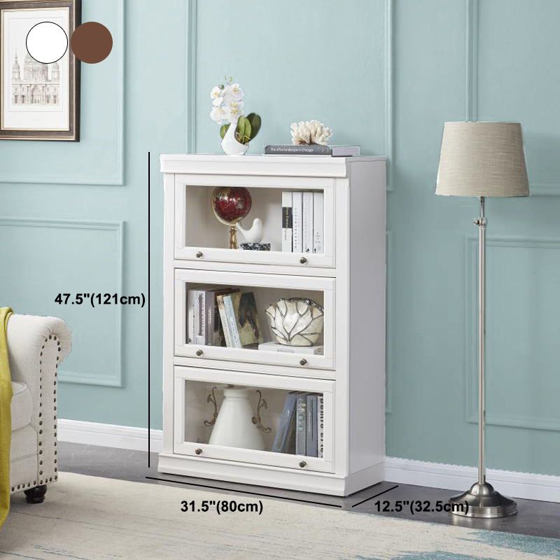 Closed Back Bookcase Modern Solid Wood Rectangular Shelves with Doors