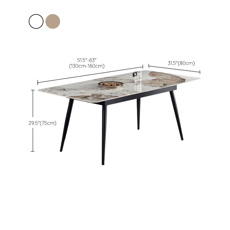 Simplicity Rectangle Home Fixed Desk Extendable Sintered Stone Dining Table