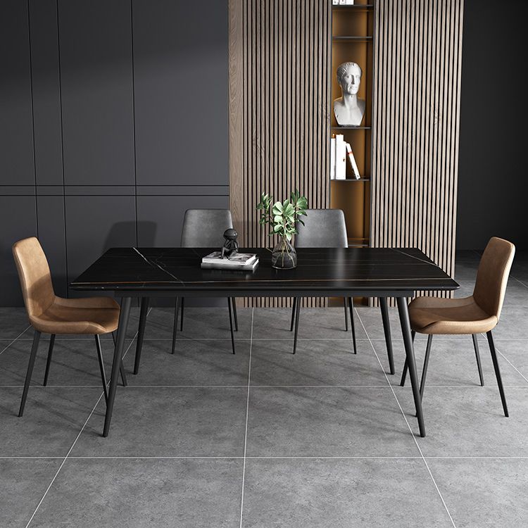 Stone Top Table 4 Legs Rectangle Dining Table for Home Kitchen Dinner