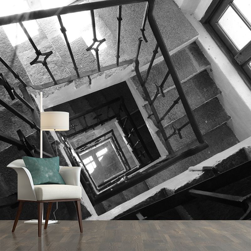 Customized Spiral Staircase Mural Wallpaper Mildew Resistant Wall Decor for Meeting Room