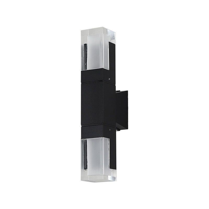 Illuminazione per esterni a forma di rettangolo acrilico moderno lampada da parete a LED in nero