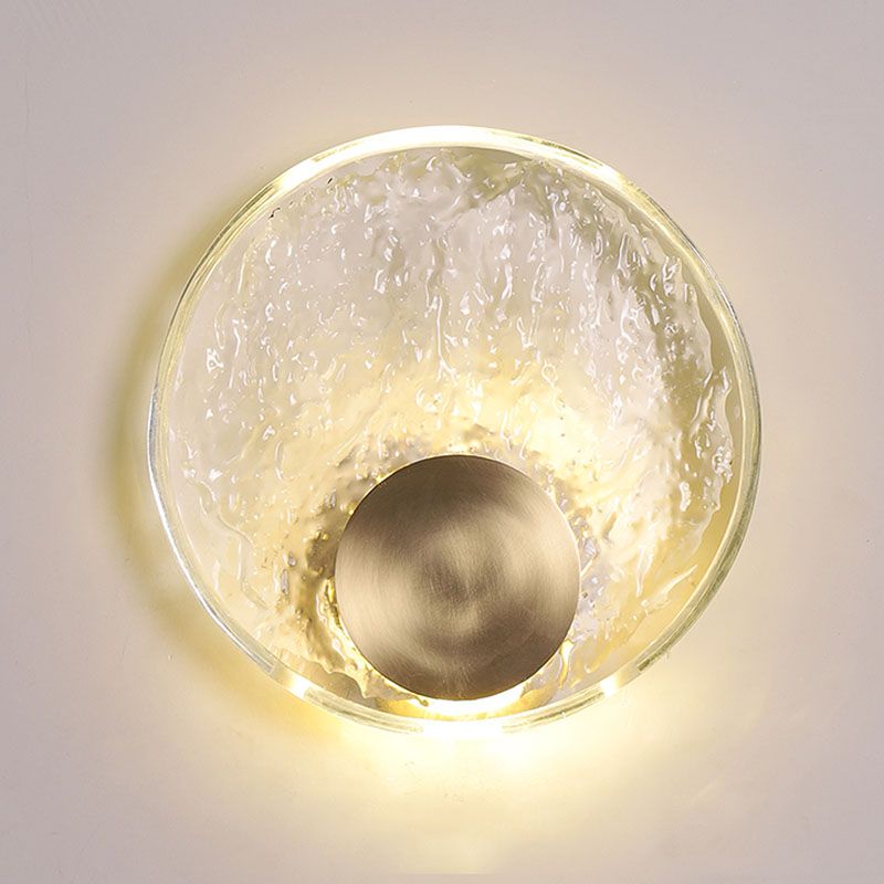 Circular Wall Mount Light Modern Style Clear Crystal 1-Light Sconce Light Fixtures in Gold