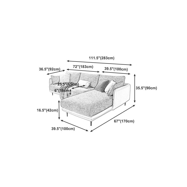 Modern Tuxedo Arm Removable Cushions Sofa with Pillows 35.43" for Living Room