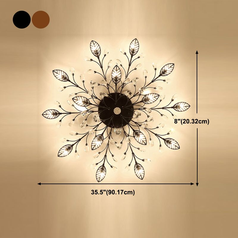 Lámpara de techo radial de múltiples luces de múltiples iluminación de techo de cristal de estilo moderno para sala de estar
