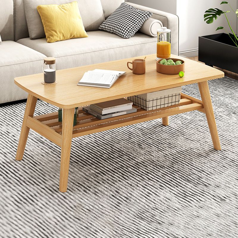 Foldable Wooden Coffee Table Elliptical 4 Legs Cocktail Table