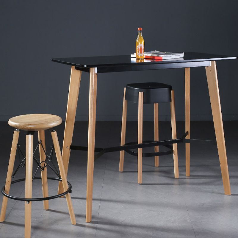 Modern Style Wooden Top Rectangle 4 Legs Bar Dining Table for Home