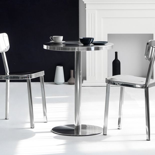 Industrial Dining Room Table Stainless Steel Table with Pedestal Table for Home Kitchen Dinner