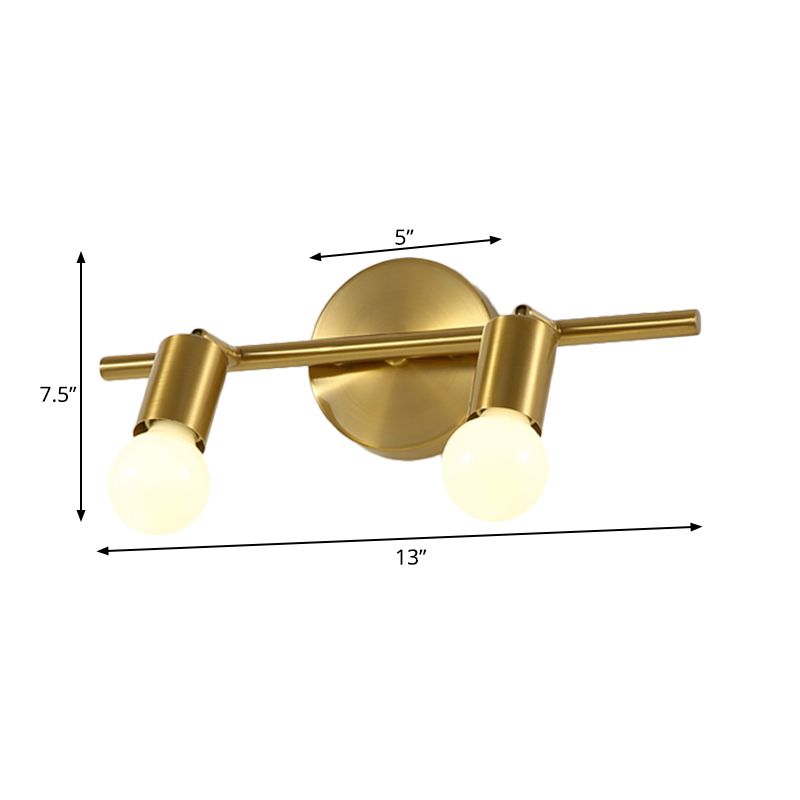 Metal Brass Wall Sconce Linear LED 2/3/4-Bulb Traditional Vanity Wall Light for Bathroom