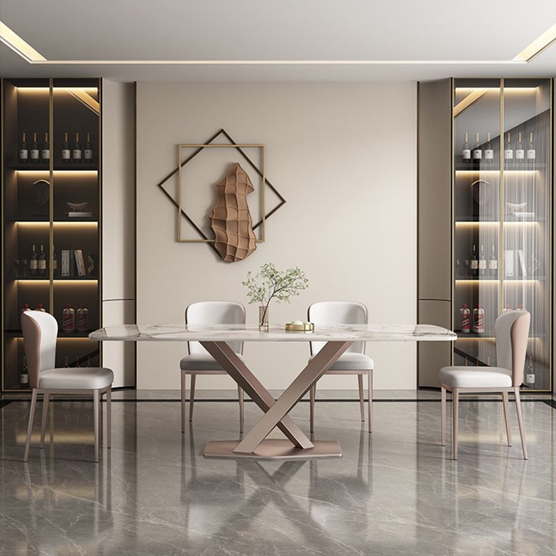 Glam Style Rectangle Table Set 1/2/5/7 Pieces Dining Set with Metal Legs