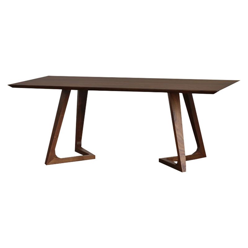 Rectangle Dining Table with Double Pedestal Modern Pine Wood Table for Restaurant