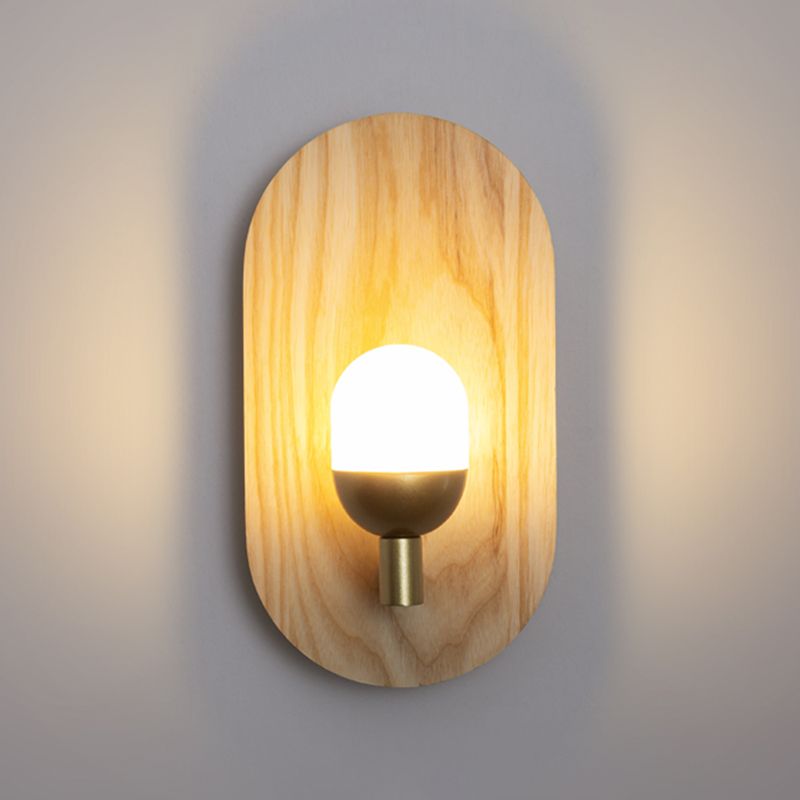 Modern Simple Wall Mount Light Ellipse Shape Wooden Wall Lamp for Bedroom