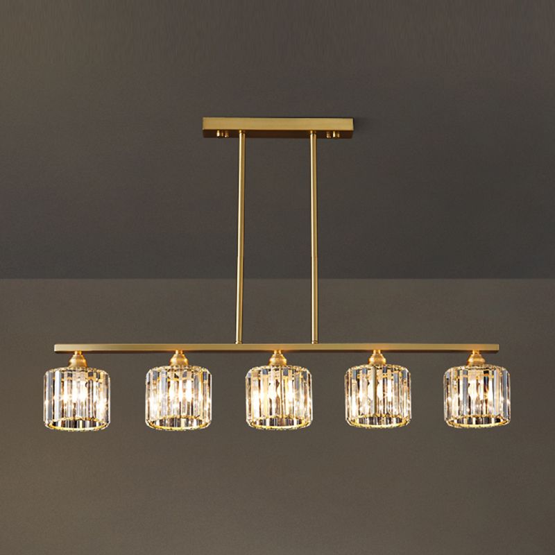 Contemporary Style Cylinder Shape Island Lights Crystal Island Lighting