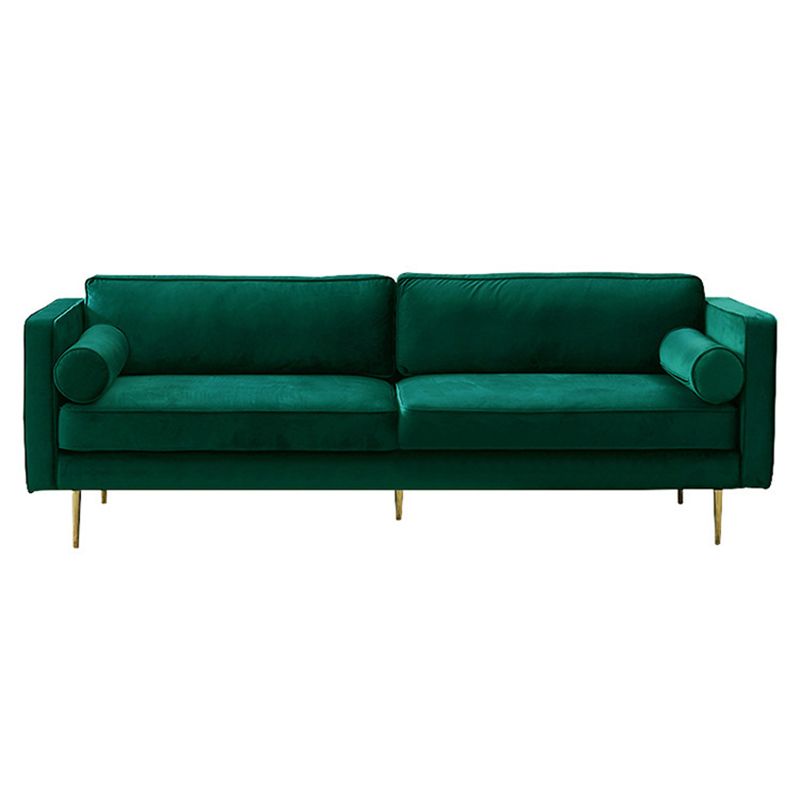 Tuxedo Arm Sofa Modern Style Green Velvet Sofa with Metal Legs
