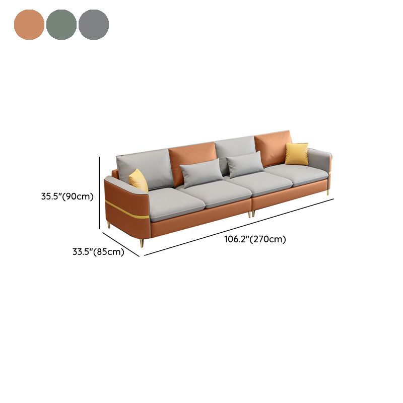35.43" Tall Sectional Sofa Faux leather Sofa with Pillowed Back Cushions