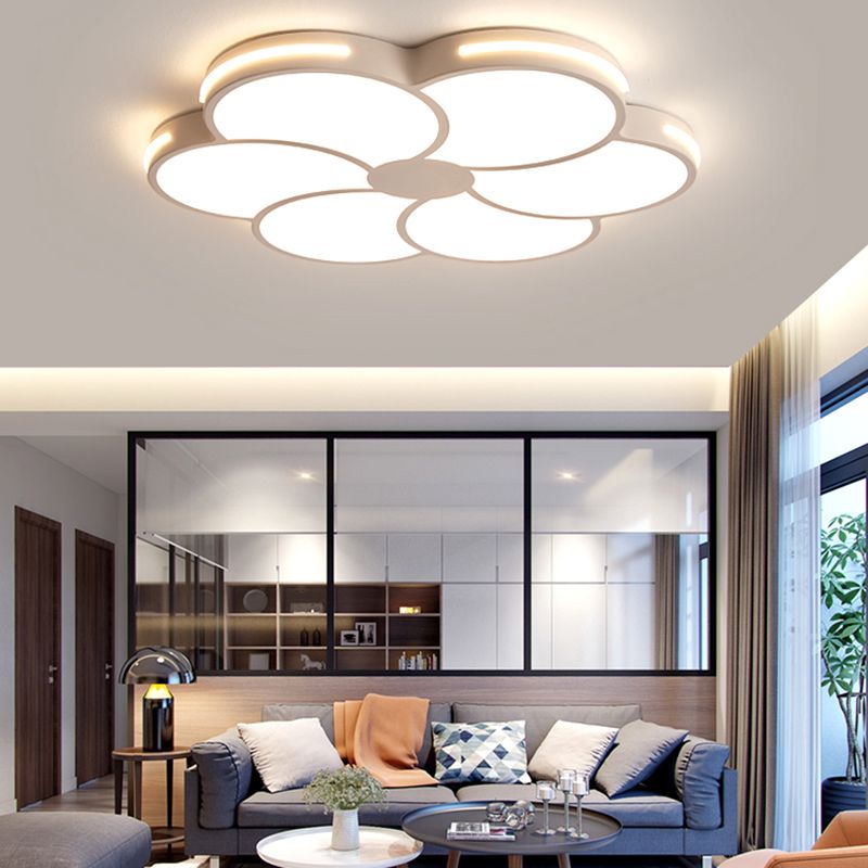 White Flower Ceiling Light Fixture Modernism Flush Mount for Bedroom