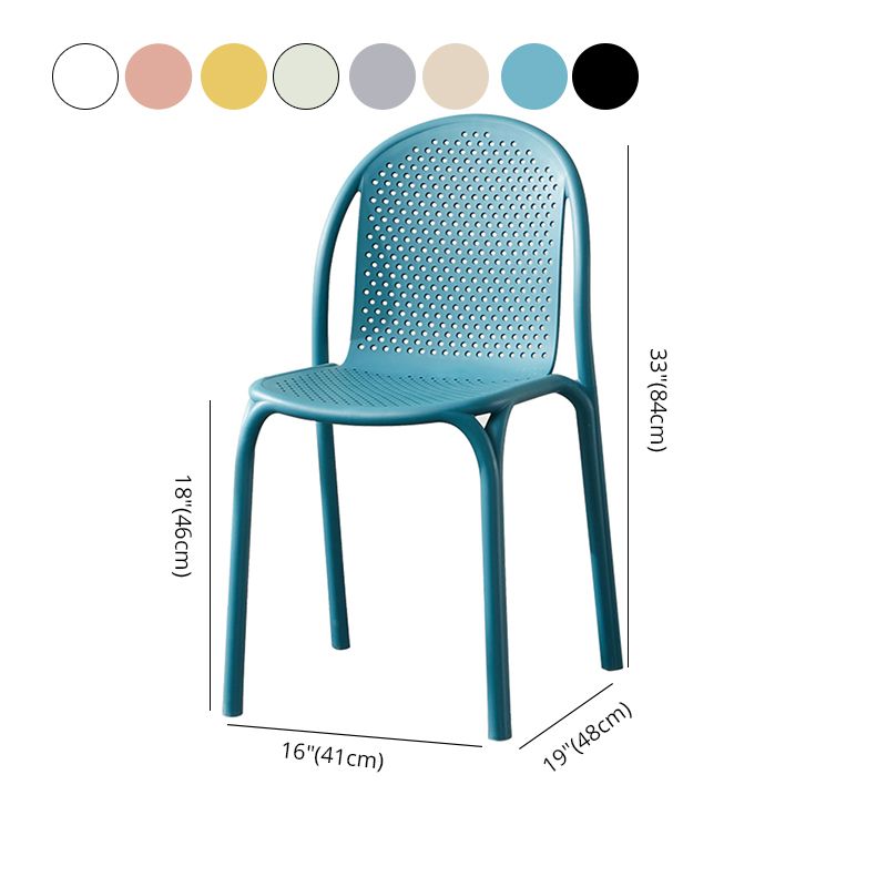 Silla auxiliar de comedor de plástico apilable, sillas de comedor escandinavas sin brazos (juego de 4)