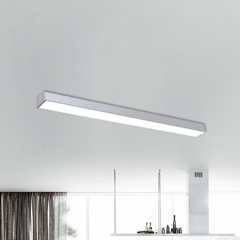 Black/Silver Linear Flush Mount Lamp Minimal Metal Led 23.5"/35.5"/47" Wide Flush Light Fixture for Office